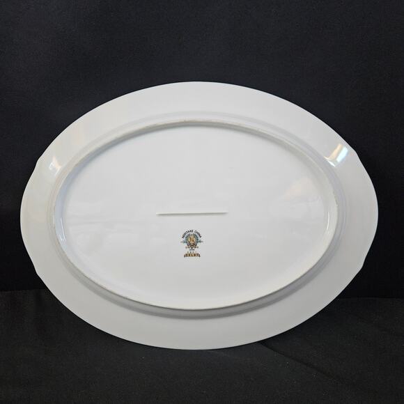 Noritake China Selby Serving Platter Japan 13.5" Gold Trim Handles Leaf Design - Picture 3 of 7